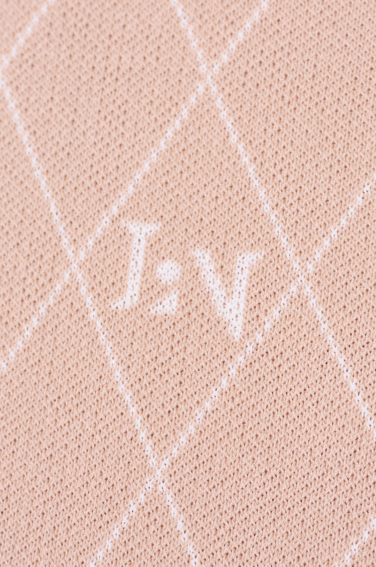 Logo V-Neck Knit Dress Beige