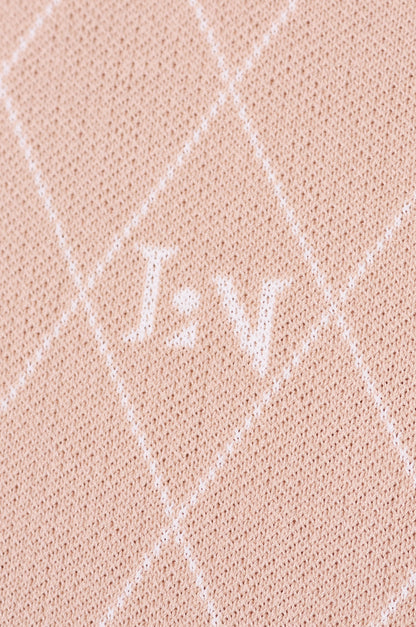 Logo V-Neck Knit Dress Beige