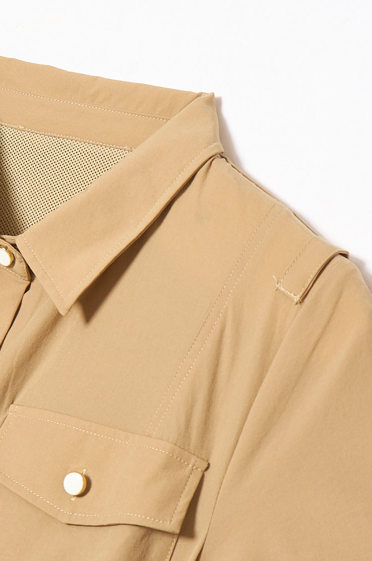 Belted Trench Shirt Golf Dress Beige