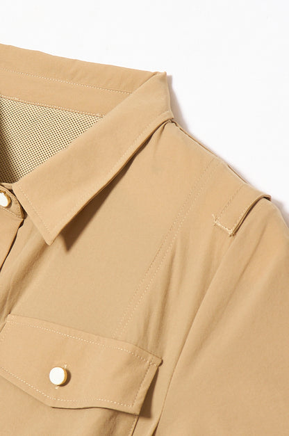 Belted Trench Shirt Golf Dress Beige