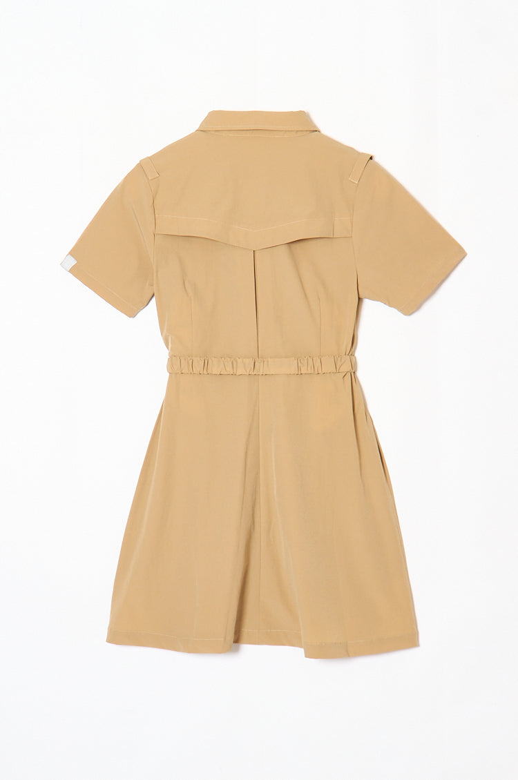 Belted Trench Shirt Golf Dress Beige