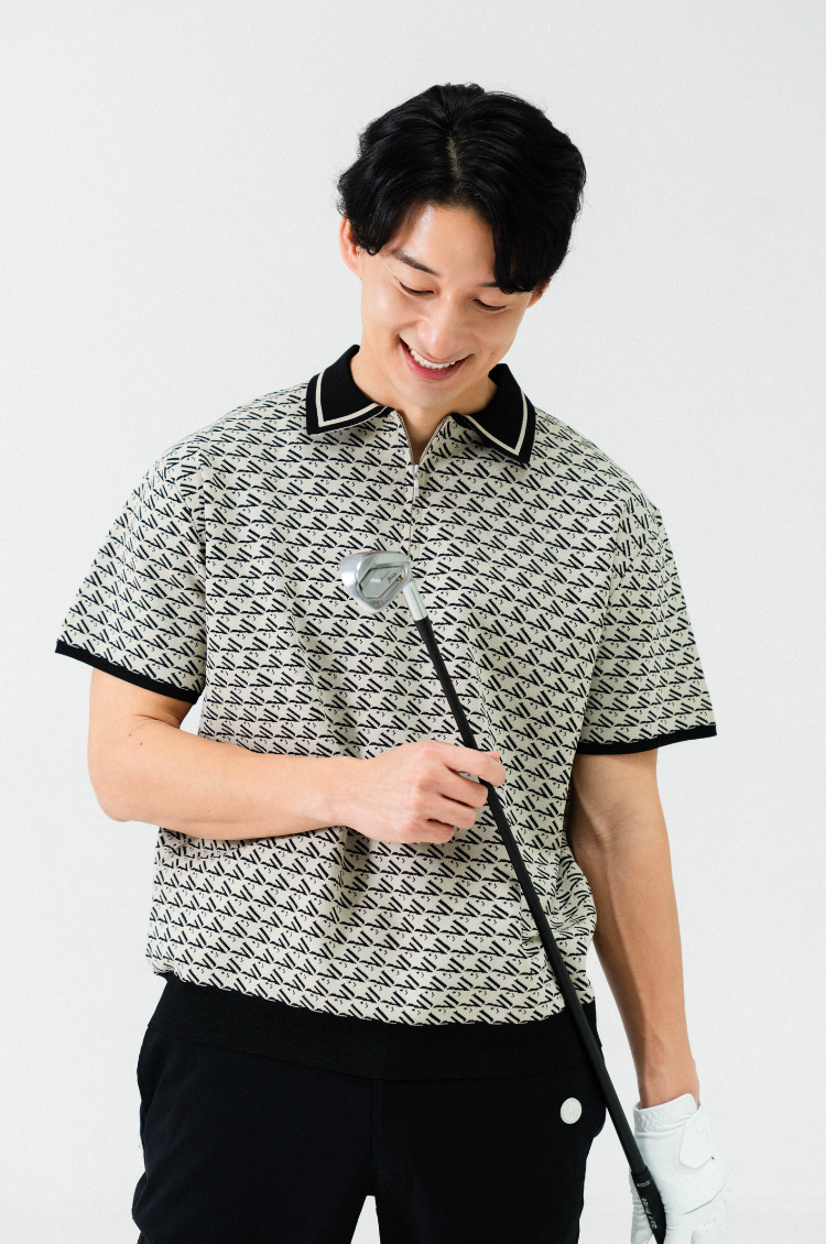 Logo Zip Top Beige
