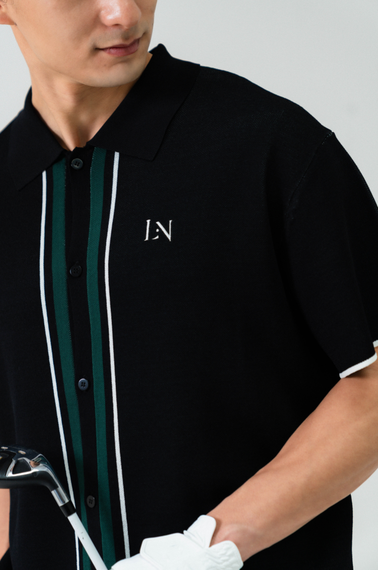 Line Knit Shirt Black