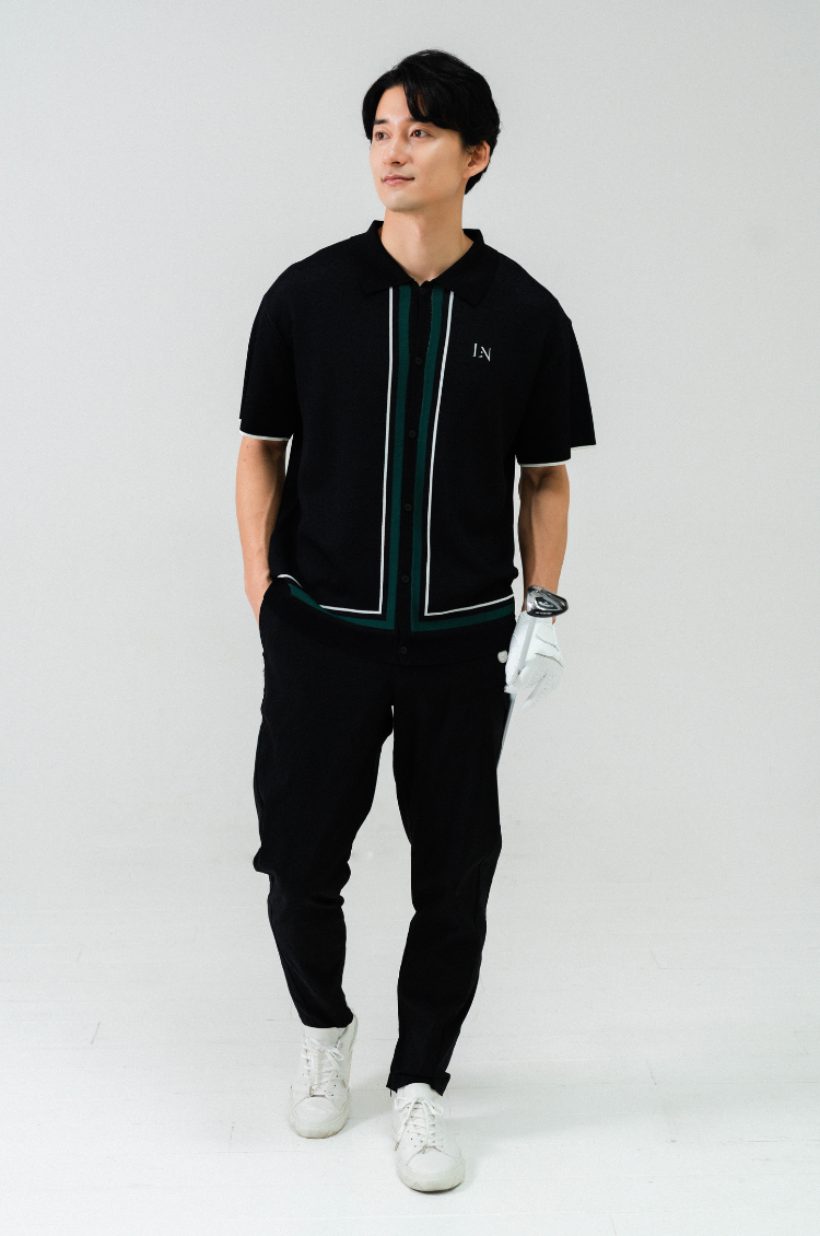 Line Knit Shirt Black