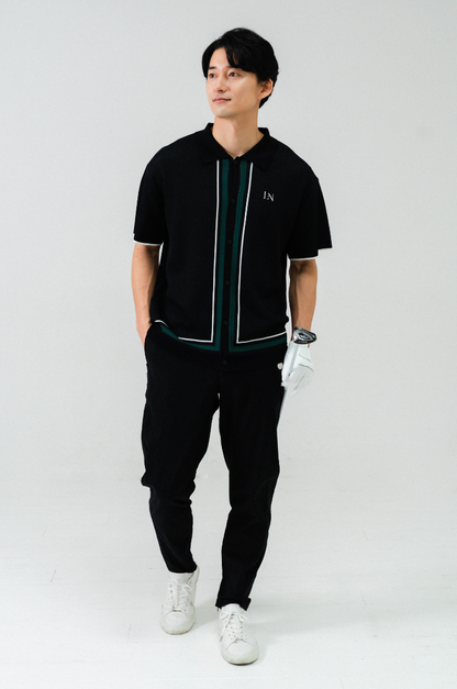 Line Knit Shirt Black