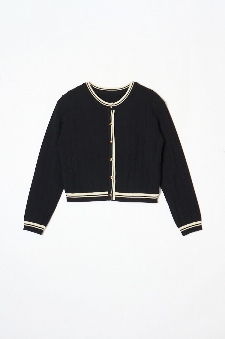 Urban Line Rib-knit Cardigan Black