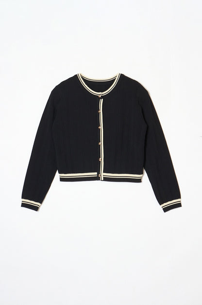 Urban Line Rib-knit Cardigan Black