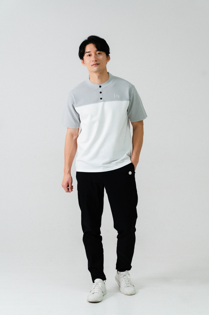 Stand Collar Knit Polo Gray