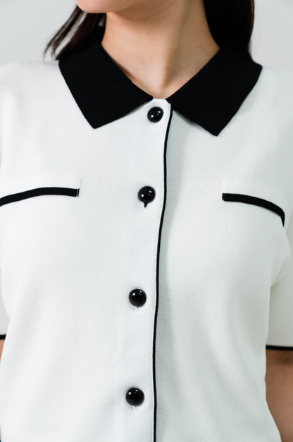 Classic Line Knit Cardigan White