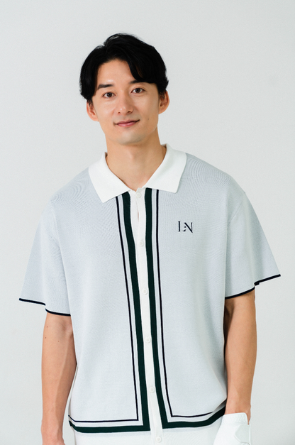 Line Knit Shirt White