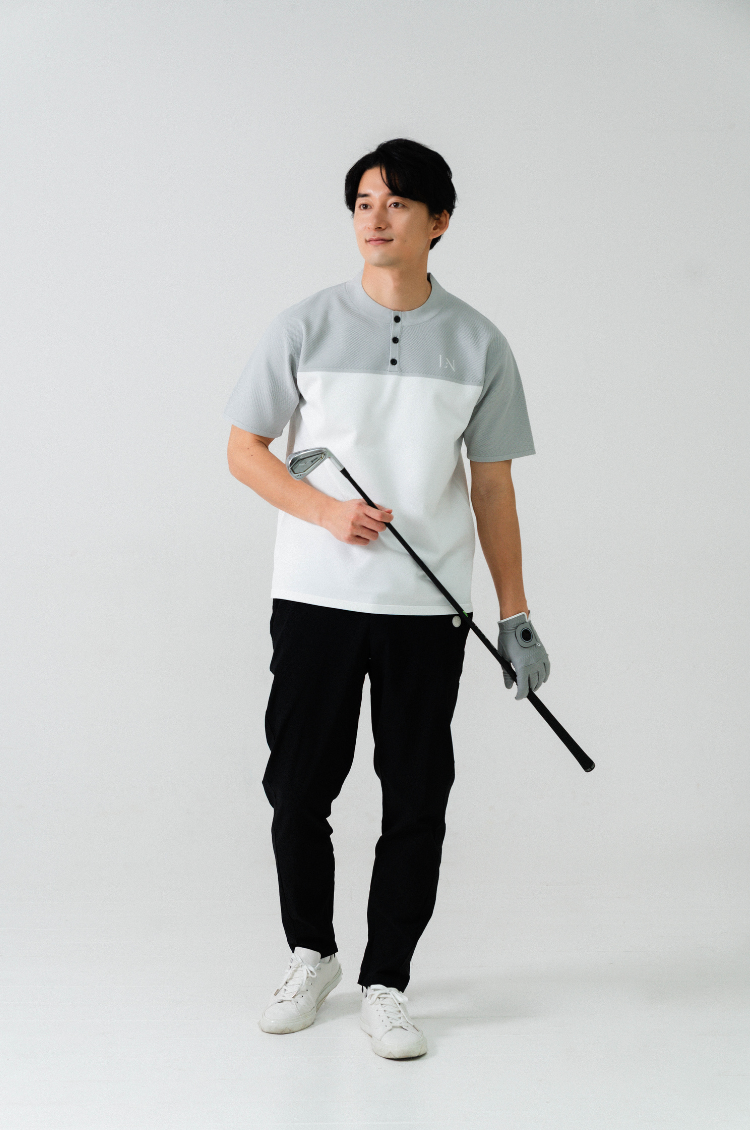 Stand Collar Knit Polo Gray