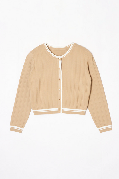 Urban Line Rib-knit Cardigan Beige