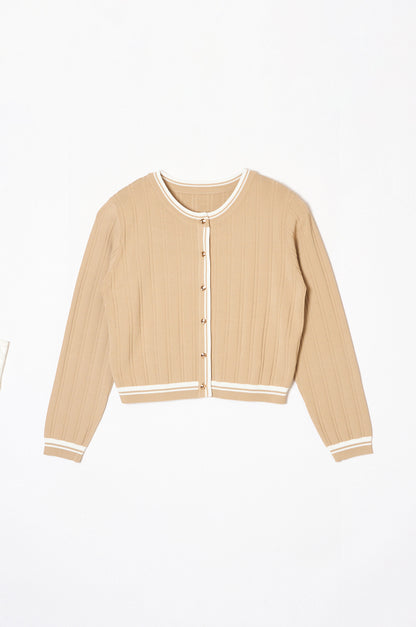 Urban Line Rib-knit Cardigan Beige