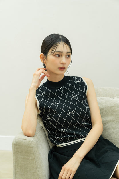 Logo Mock-neck Sleeveless Knit Black