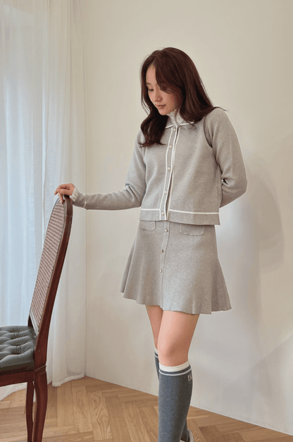 Wave knit skirt gray