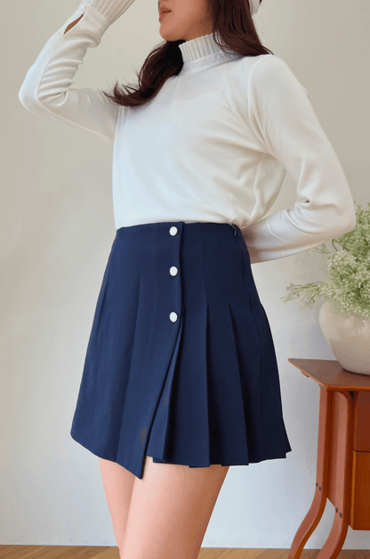 Classic pleats skirt navy