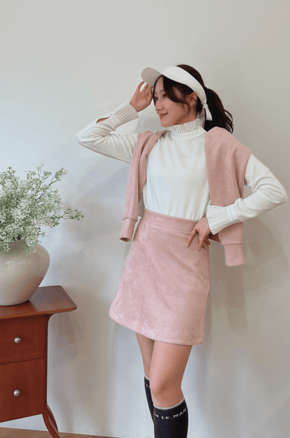 ポケット付きもちもちAラインスカート ピンク ゴルフウェア