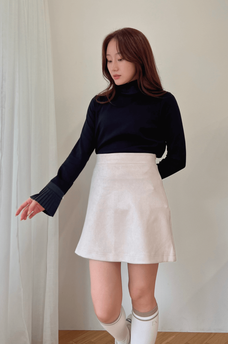 ポケット付きもちもちAラインスカート ベージュ ゴルフウェア
