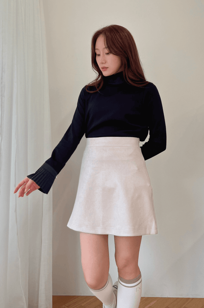 ポケット付きもちもちAラインスカート ベージュ ゴルフウェア