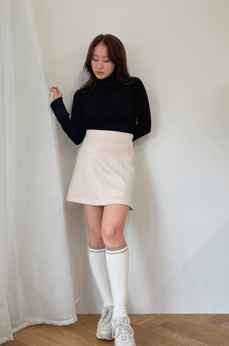 ポケット付きもちもちAラインスカート ベージュ ゴルフウェア