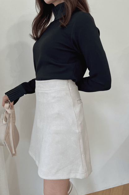 ポケット付きもちもちAラインスカート ベージュ ゴルフウェア