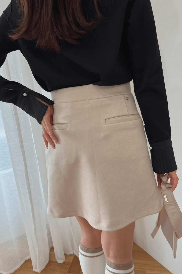 ポケット付きもちもちAラインスカート ベージュ ゴルフウェア – LE.NAN