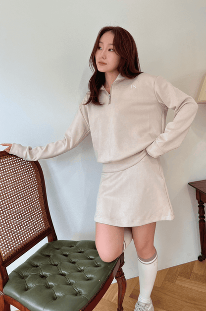 ポケット付きもちもちAラインスカート ベージュ ゴルフウェア