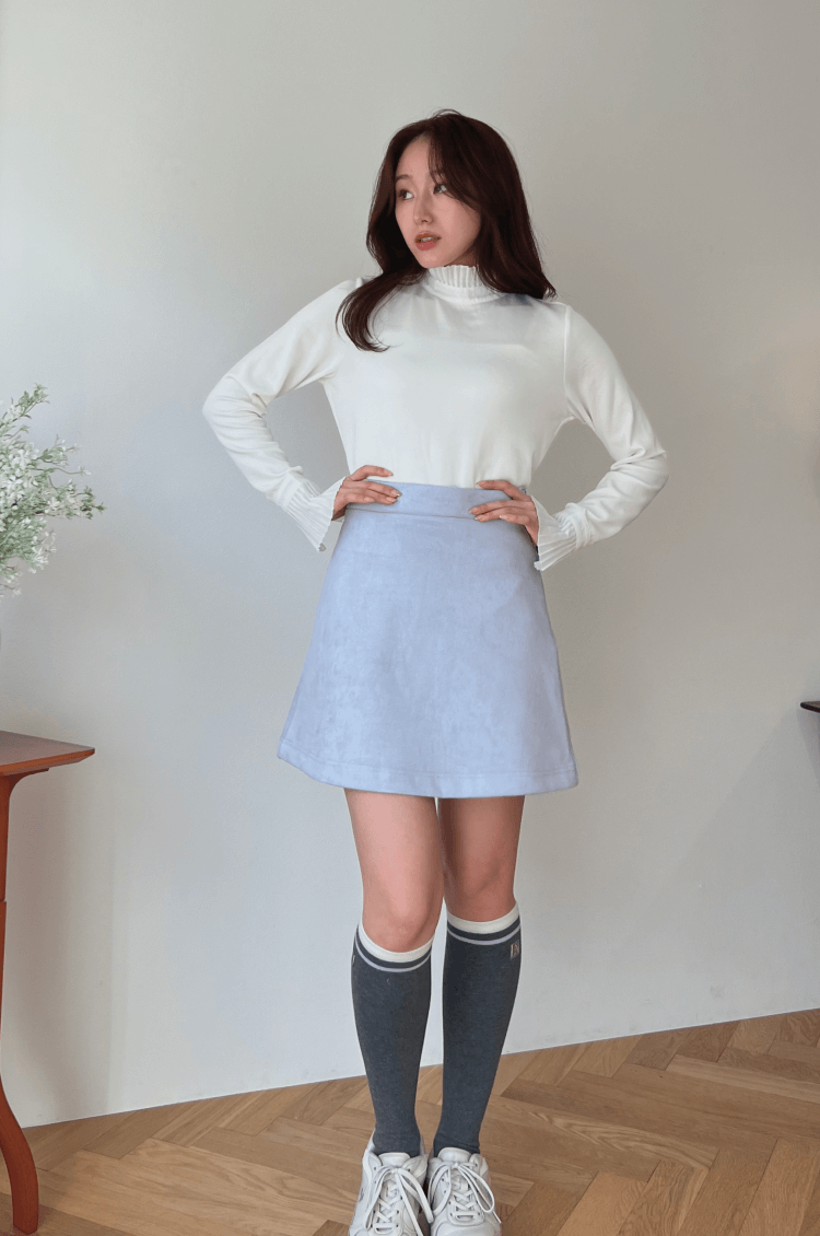 ポケット付きもちもちAラインスカート ブルー ゴルフウェア