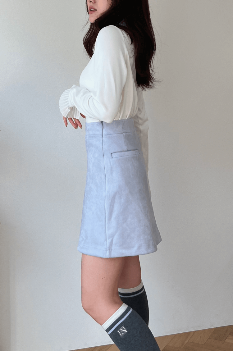 ポケット付きもちもちAラインスカート ブルー ゴルフウェア