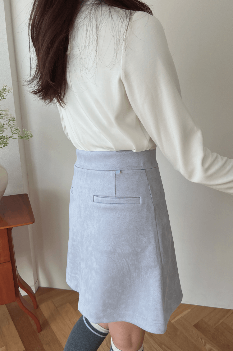 ポケット付きもちもちAラインスカート ブルー ゴルフウェア