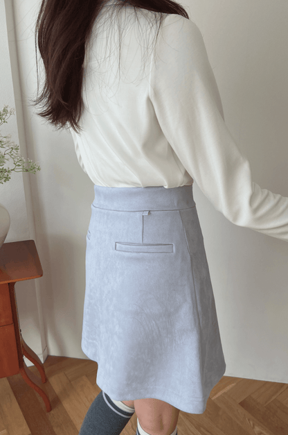 ポケット付きもちもちAラインスカート ブルー ゴルフウェア