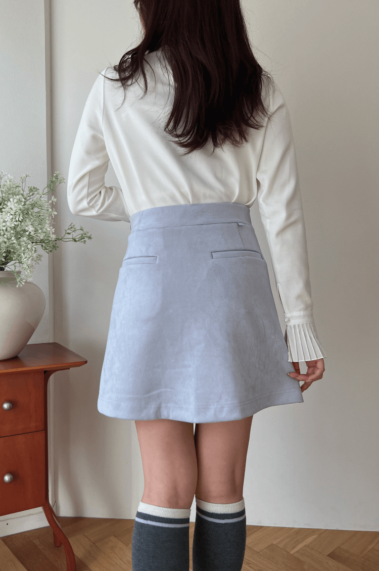 ポケット付きもちもちAラインスカート ブルー ゴルフウェア