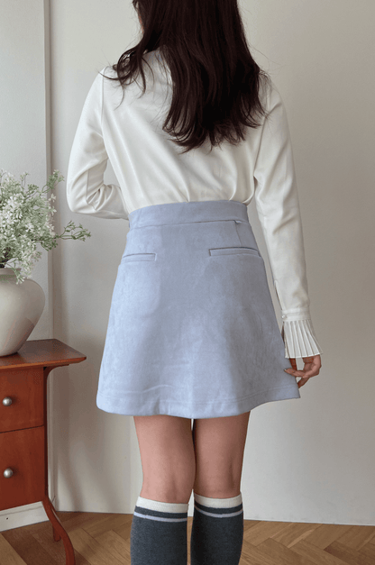 ポケット付きもちもちAラインスカート ブルー ゴルフウェア