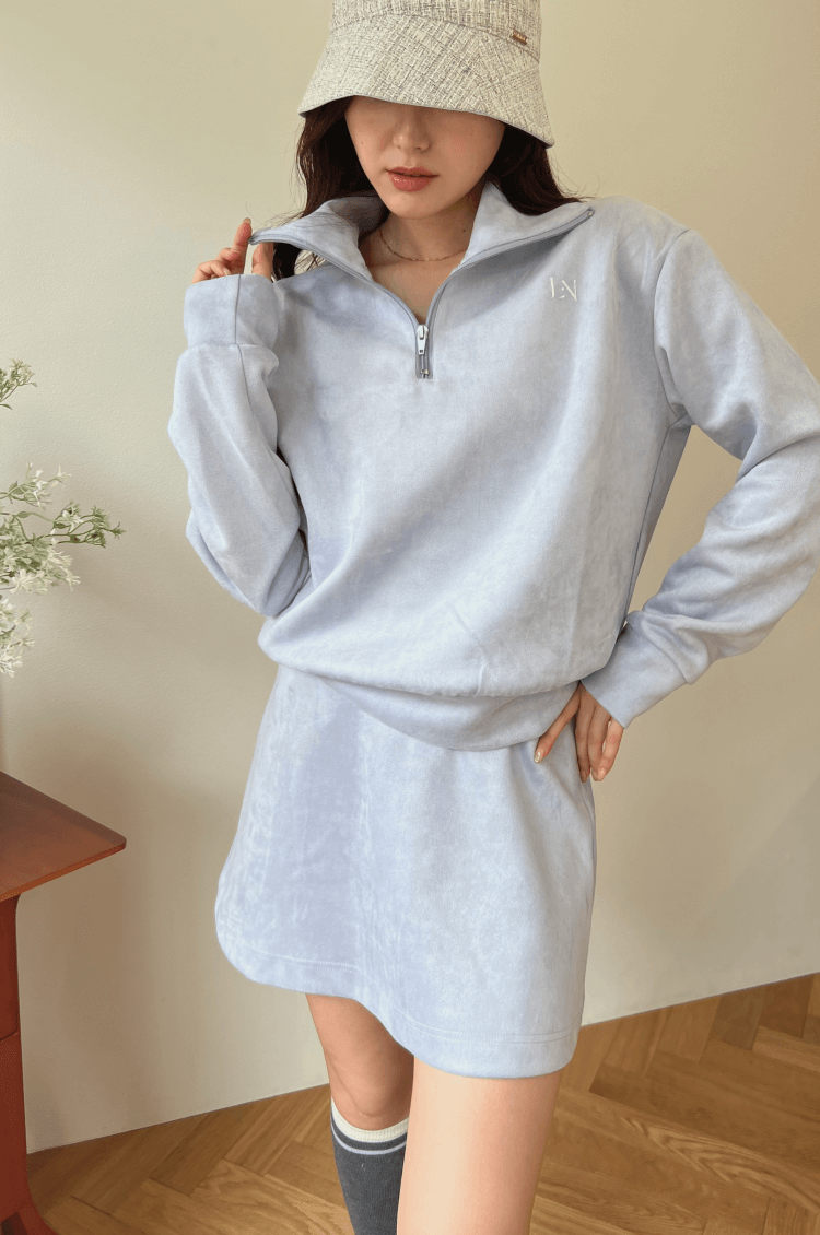 ポケット付きもちもちAラインスカート ブルー ゴルフウェア