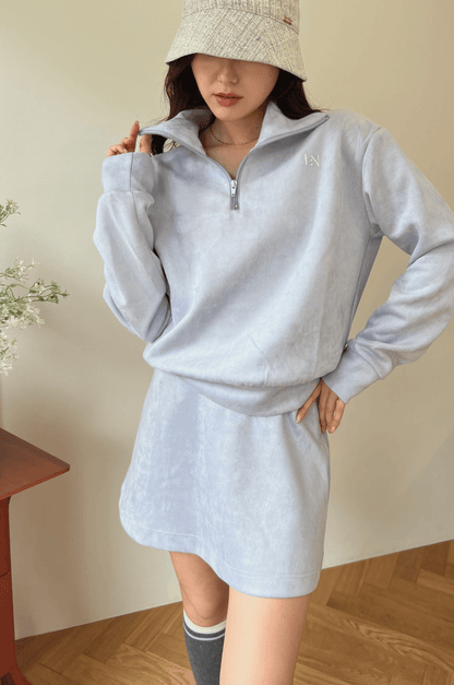 ポケット付きもちもちAラインスカート ブルー ゴルフウェア