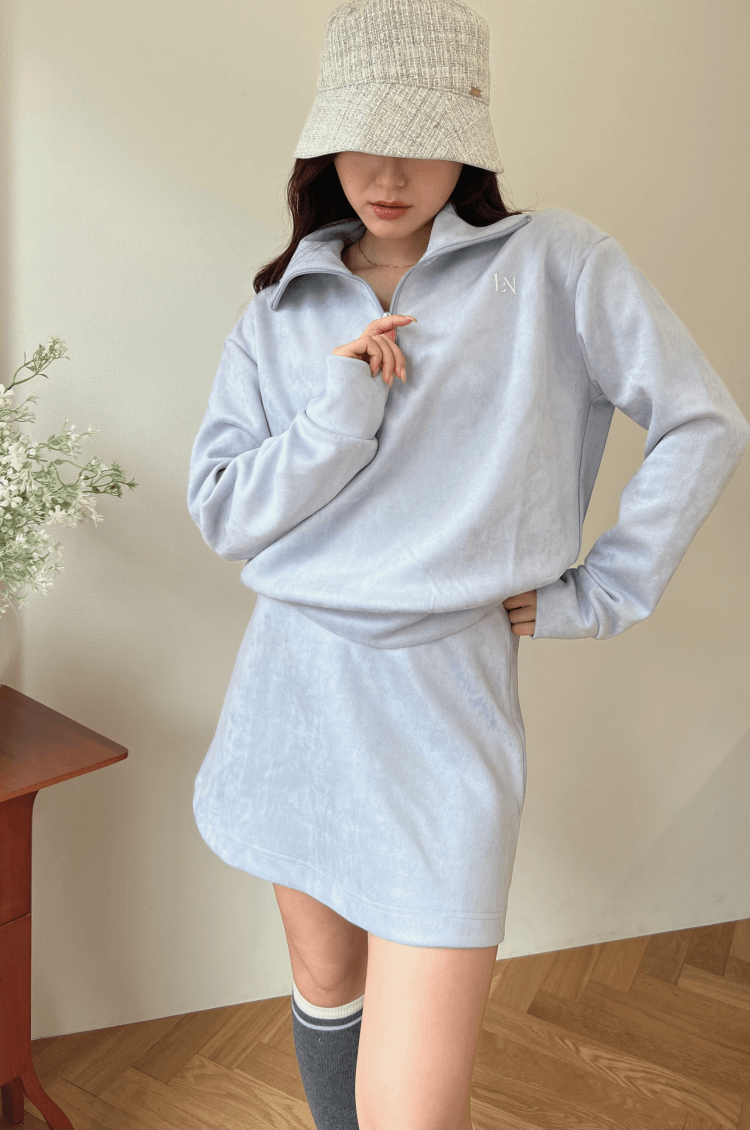 ポケット付きもちもちAラインスカート ブルー ゴルフウェア