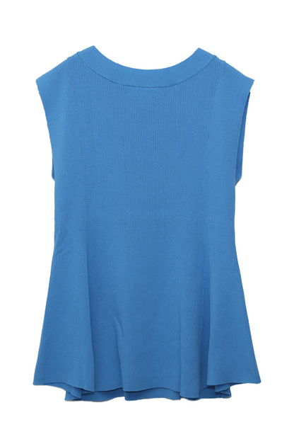 Flare no sleeve knit top blue