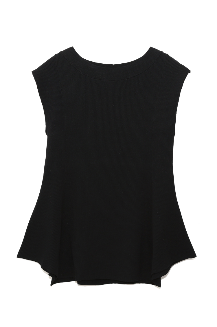 Flare no sleeve knit top black