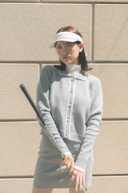 上品ニットジャケット グレー ゴルフウェア
