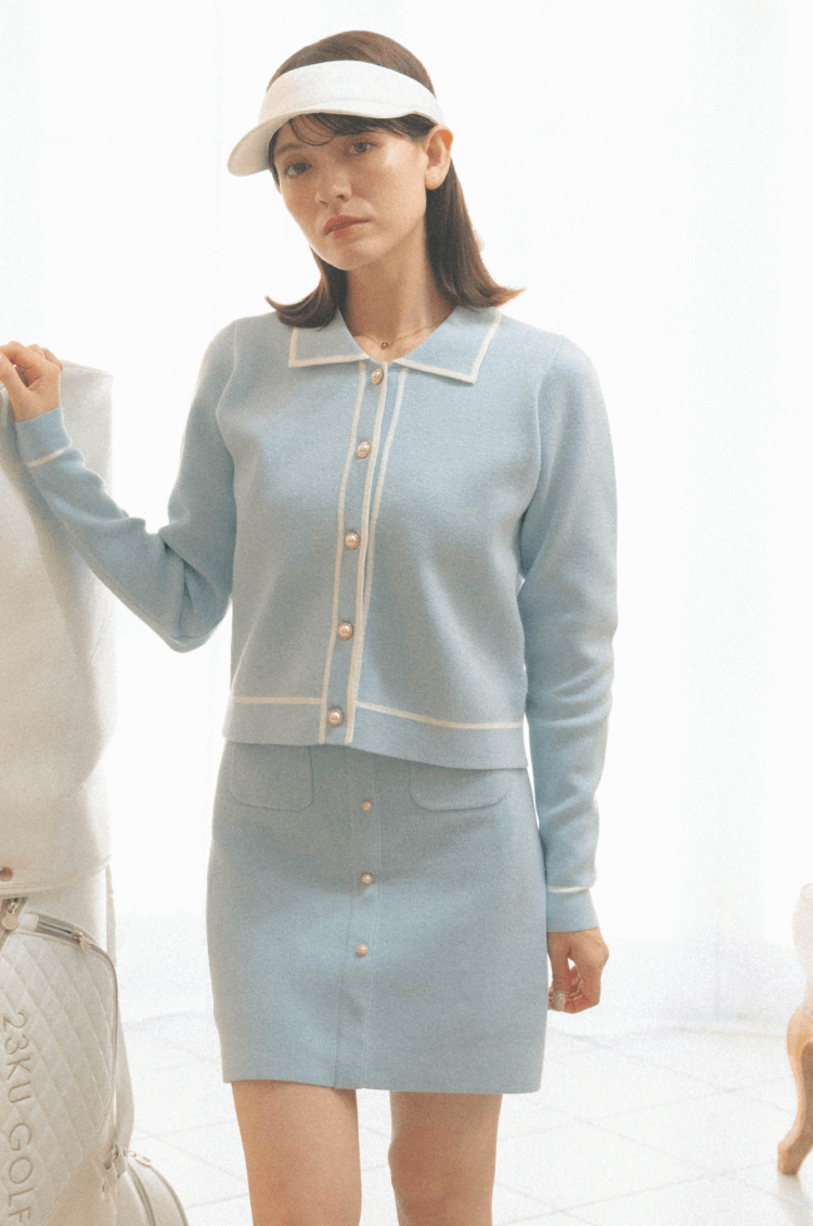 Straight knit skirt blue