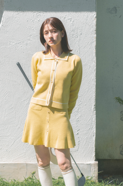 Wave knit skirt yellow