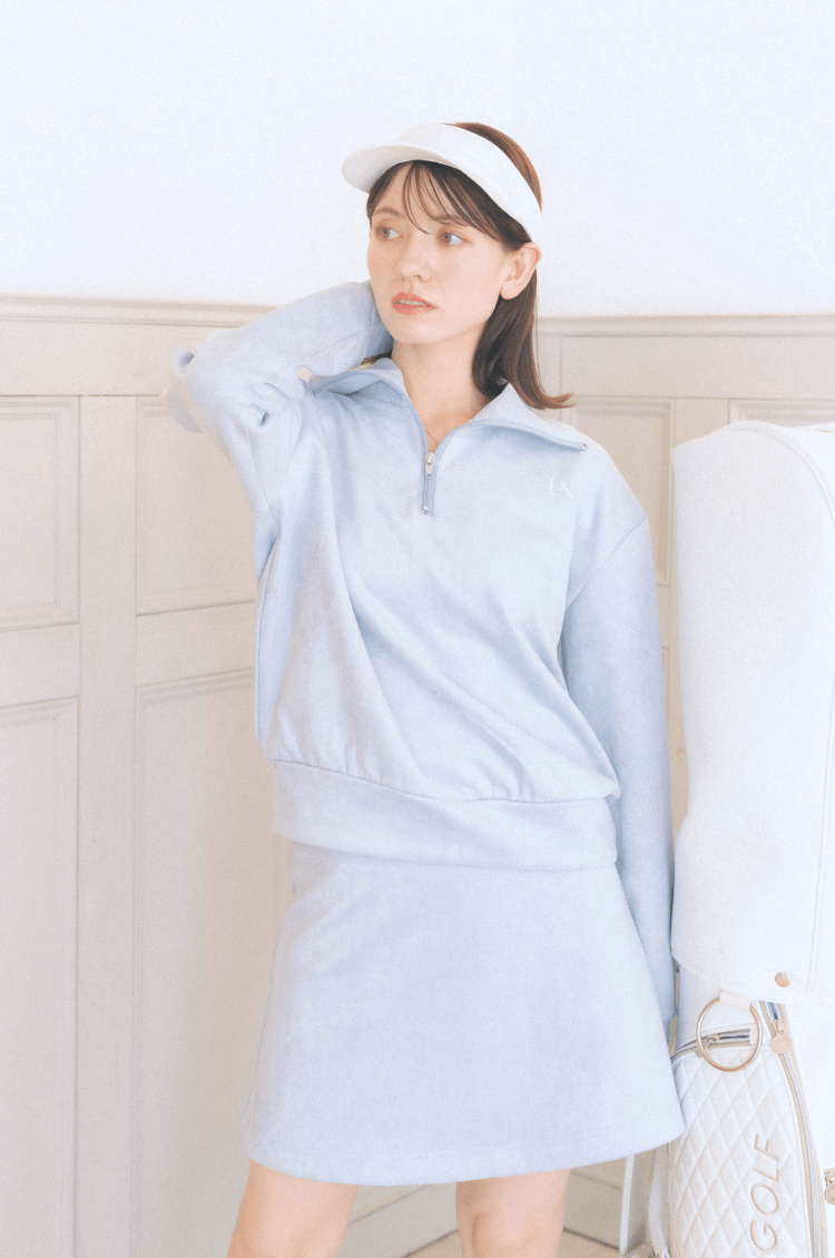 ポケット付きもちもちAラインスカート ブルー ゴルフウェア