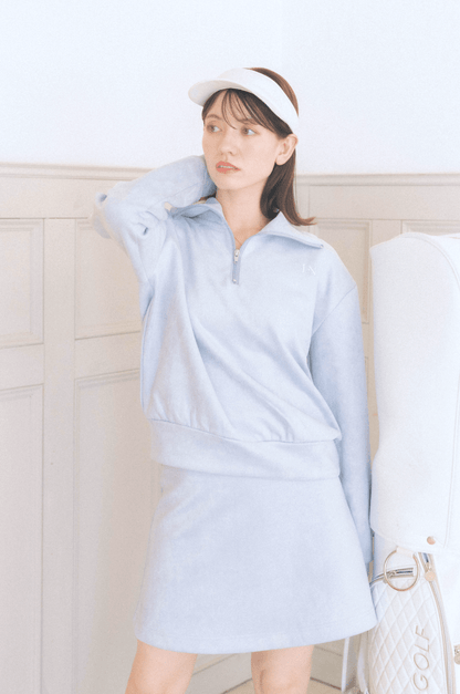 ポケット付きもちもちAラインスカート ブルー ゴルフウェア