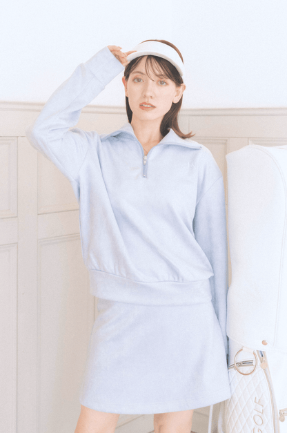 ポケット付きもちもちAラインスカート ブルー ゴルフウェア