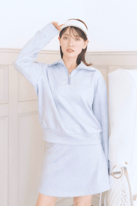 ポケット付きもちもちAラインスカート ブルー ゴルフウェア