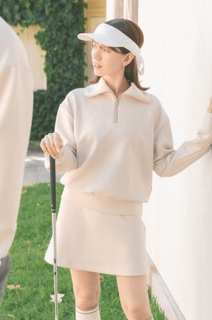 ポケット付きもちもちAラインスカート ベージュ ゴルフウェア