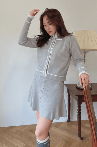Wave knit skirt gray