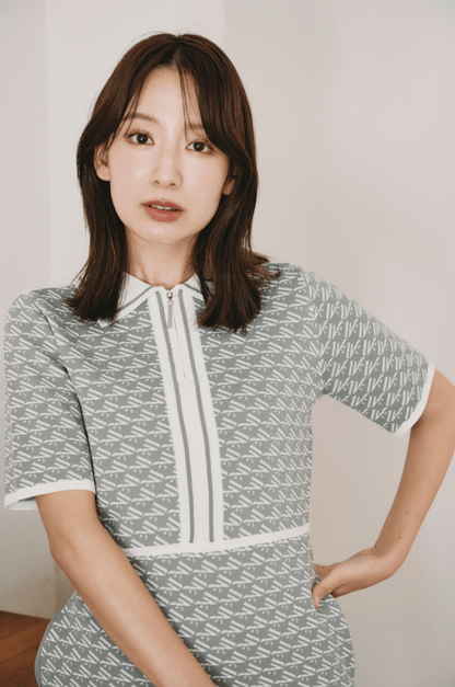 【予約販売】Logo zip one-piece gray