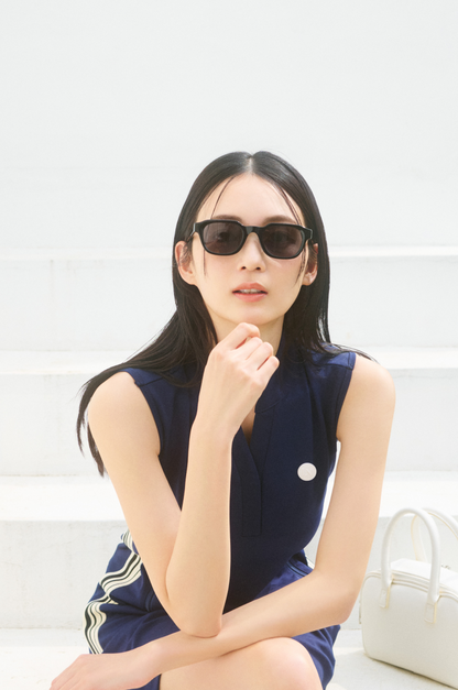 ランバン】ゴルフ フード付き 中綿 ベスト ワンピース Aライン 紺 ランバン】ゴルフ フード付き 中綿 ベスト ワンピース Aライン 紺